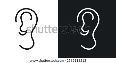 Ear icon vector icon set black filled and outlined style.