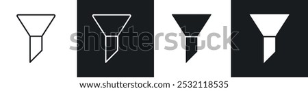 Funnel icon vector icon set black filled and outlined style.