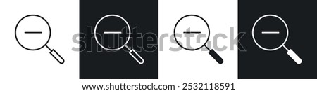 Zoom out icon vector icon set black filled and outlined style.