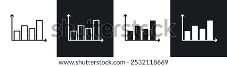 Chart icon vector icon set black filled and outlined style.