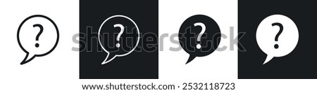 Question icon vector icon set black filled and outlined style.