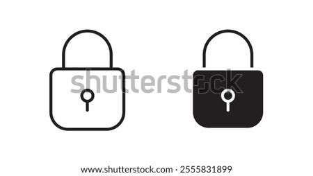 Lock closed outlined and solid icon vector collection.