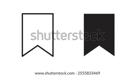 Bookmark outlined and solid icon vector collection.