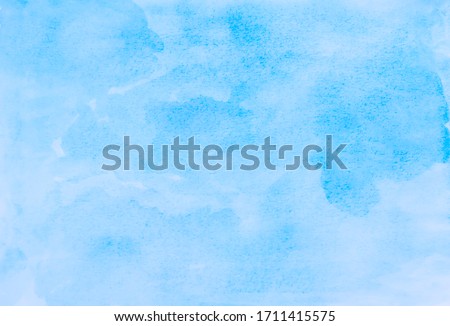 Watercolor illustration art abstract blue color texture background, clouds and sky pattern. Watercolor stain with hand paint, cloudy pattern on watercolor paper for wallpaper banner and any design