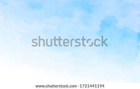 Watercolor illustration art abstract blue color texture background, clouds and sky pattern. Watercolor stain with hand paint, cloudy pattern on watercolor paper for wallpaper banner and any design