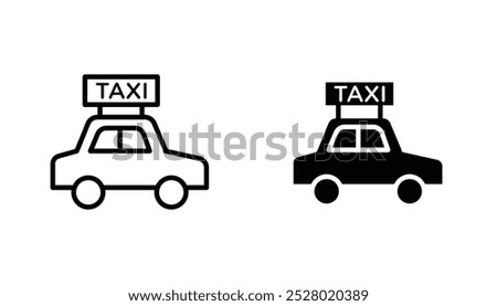 Taxi vector icon set in black and white color.