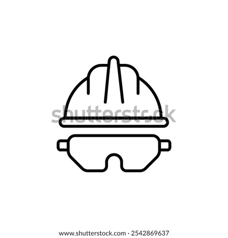 Safety helmet icon. filled and line stroke icons