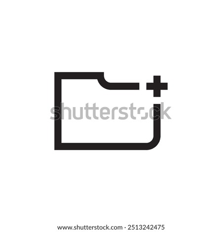 Add file, document and folder with plus sign outlined black illustration. Vector icon in flat style.