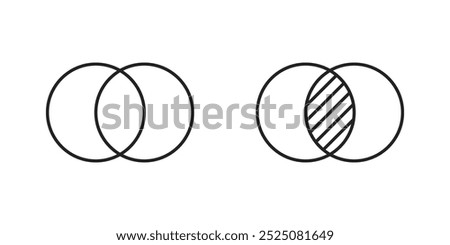 2 overlapping circles abstract modern isolated lined geometric illustration. Vector icon in flat style