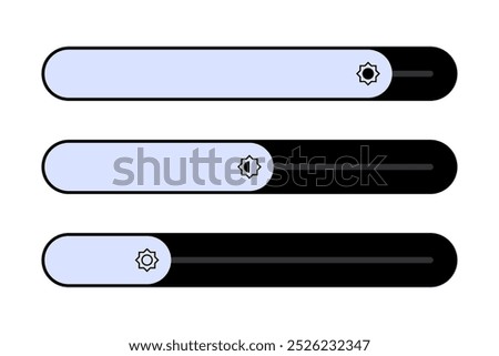 Your phone User Interface setting brightness control display level illustration. Vector icons in flat style