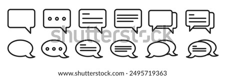 Text message icon set. chat speech balloon vector symbol. dialog bubble. communicate pictogram. social media comment button. sms sign.