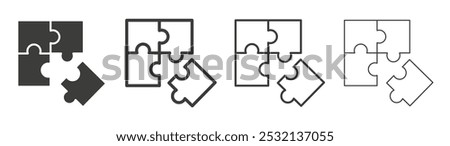 Puzzle piece icon in fill and three stroke sizes