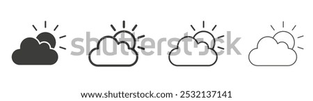 Partially cloudy icon in fill and three stroke sizes