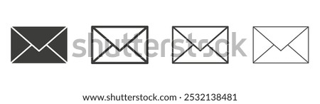 Inbox icon in fill and three stroke sizes