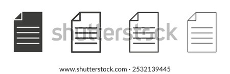 Document icon in fill and three stroke sizes