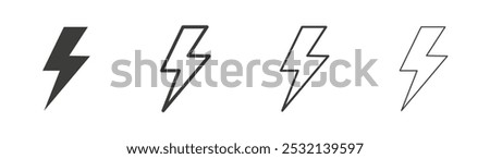 Flash icon in fill and three stroke sizes