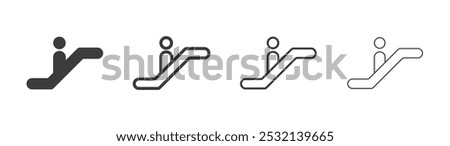 Escalator icon in fill and three stroke sizes