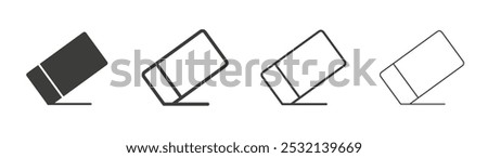 Eraser icon in fill and three stroke sizes