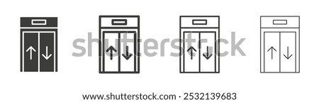 Elevator icon in fill and three stroke sizes