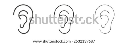 Ear icon in fill and three stroke sizes