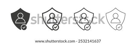 Authentication icon in fill and three stroke sizes