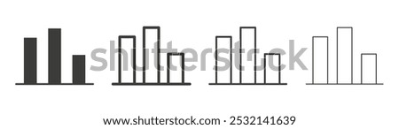 Bar chart icon in fill and three stroke sizes