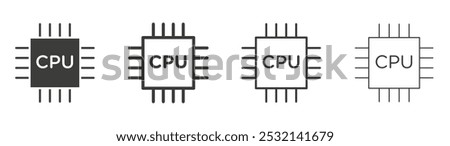 CPU icon in fill and three stroke sizes