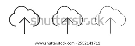 Cloud upload icon in fill and three stroke sizes