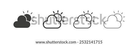 Cloudy Day icon in fill and three stroke sizes