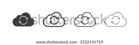 Cloud sync icon in fill and three stroke sizes