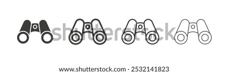 Binoculars icon in fill and three stroke sizes