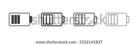 Battery icon in fill and three stroke sizes