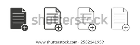 Add document icon in fill and three stroke sizes