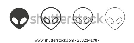 Alien icon in fill and three stroke sizes