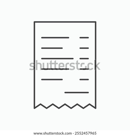 Paper receipt icon set in blackthin line style.