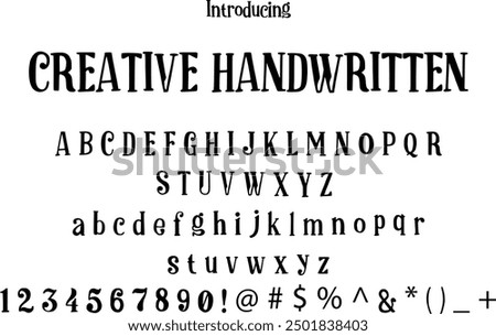 Creative Handwritten font typography alphabets, perfect for logo designing and typography projects, multiple typeface.