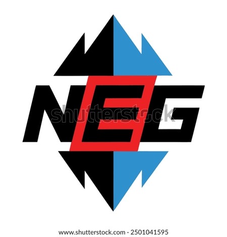 Logo for a video channel or first-person shooter game. Neg-Neg is my moniker. Shades of red, blue, and black