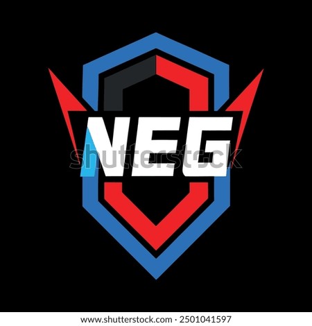 Logo for a video channel or first-person shooter game. Neg-Neg is my moniker. Shades of red, blue, and black