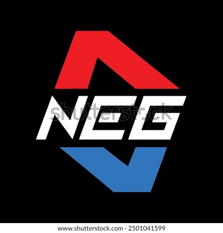 Logo for a video channel or first-person shooter game. Neg-Neg is my moniker. Shades of red, blue, and black