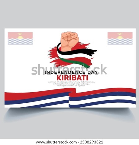 Happy Kiribati independence Day Banner and hand flag design vector