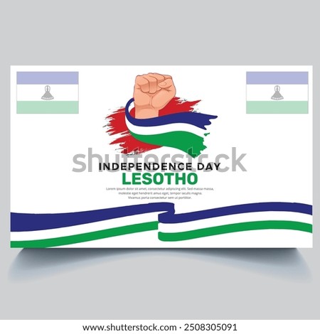 Happy Lesotho independence Day Banner and hand flag design vector