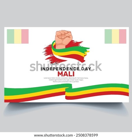 Happy Mali independence Day Banner and hand flag design vector