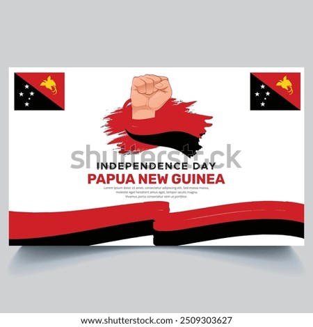 Happy Papua New Guinea independence Day Banner and hand flag design vector