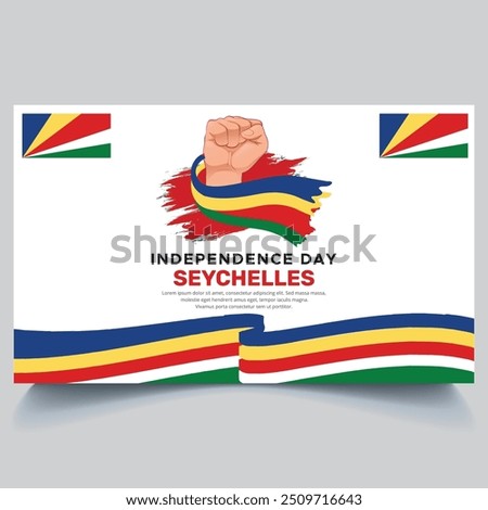 Happy Seychelles independence Day Banner and hand flag design vector