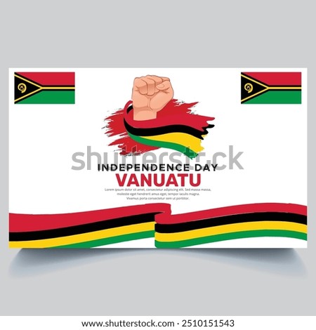 Happy Vanuatu independence Day Banner and hand flag design vector