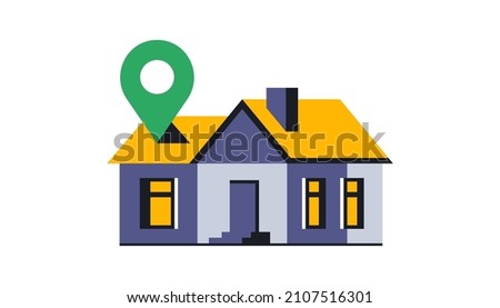 House location sign. Place for home delivery, home icon, gps, navigation, location, address. Vector illustration isolated on white background.