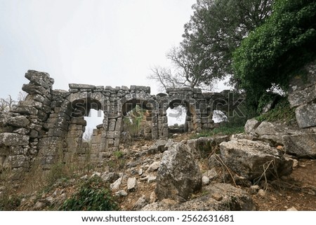 Similar – Image, Stock Photo Ancient city in foggy autumn day