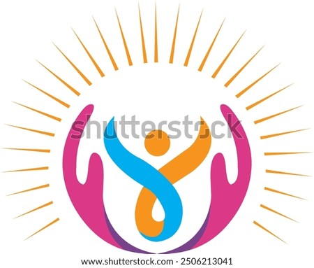 Helping hand design, infinity man vector, round sun, empowerment, hope, vector art, adobe illustrator, illustration, vector, printable can be used anywhere .eps