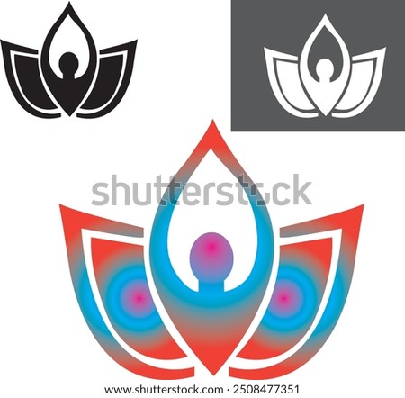 Meditation Lotus, Coloring Meditation and Lotus Flower, Vector Art, Adobe Illustrator, Printable and can be used and modified anywhere.. eps