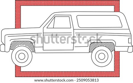 Small family private car vehicle design silhouette illustration vector sketch in box frame